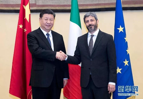 2019年3月22日，国家主席习近平在罗马会见意大利众议长菲科。 新华社记者  王晔/摄